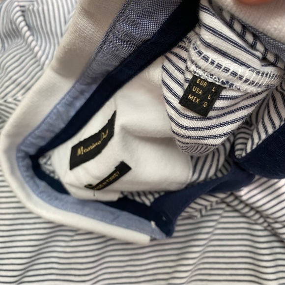 Massimo Dutti Striped Blue White Short Sleeve Polo Large - Picture 13 of 15